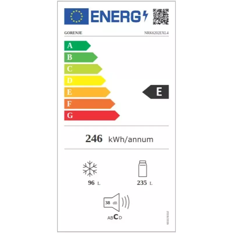 Gorenje NRK6202EXL4 frigorífico combinado de instalação livre, 331 l, classe energética E, cinzento