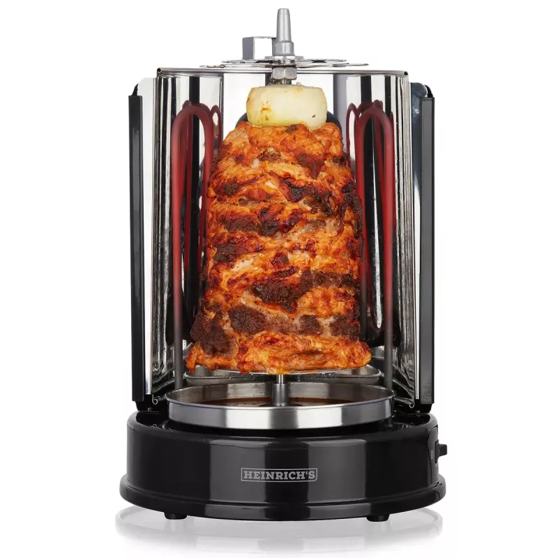 Heinrich's HDG 8687 Grelhador de kebab, 1400 W, preto