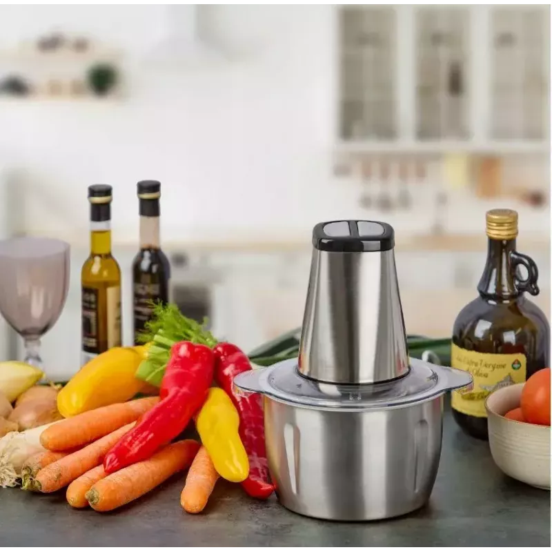 Picadora elétrica HEINRICH'S HMZ 8849 — 2 L, 500 W, trituração de gelo, cortador de legumes e frutas, cinzento