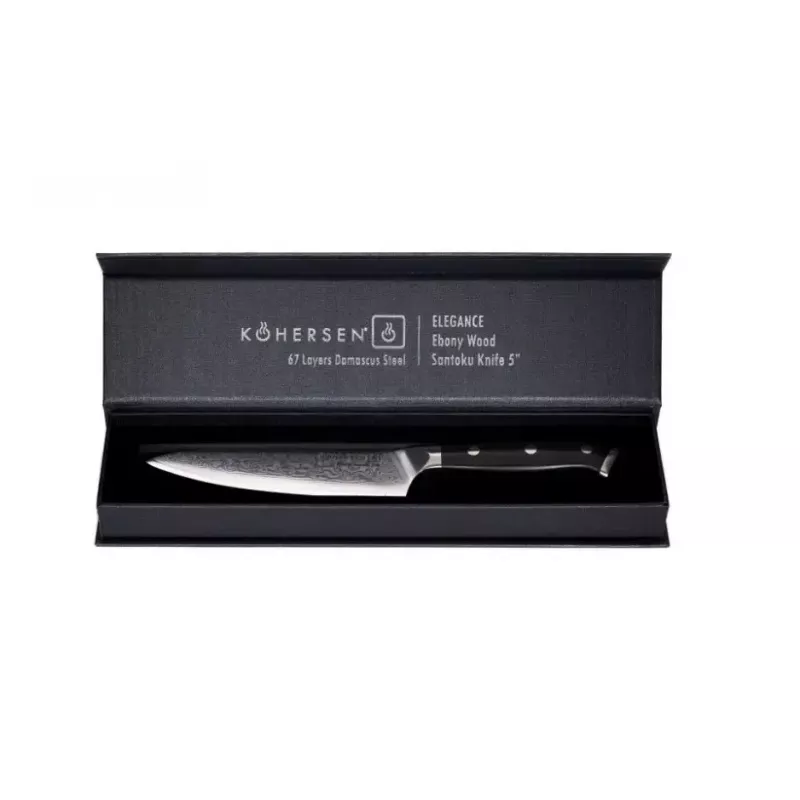 Faca universal KOHERSEN Elegance ébano, lâmina damasco 12,7 cm, comprimento total 243 mm, 127 g