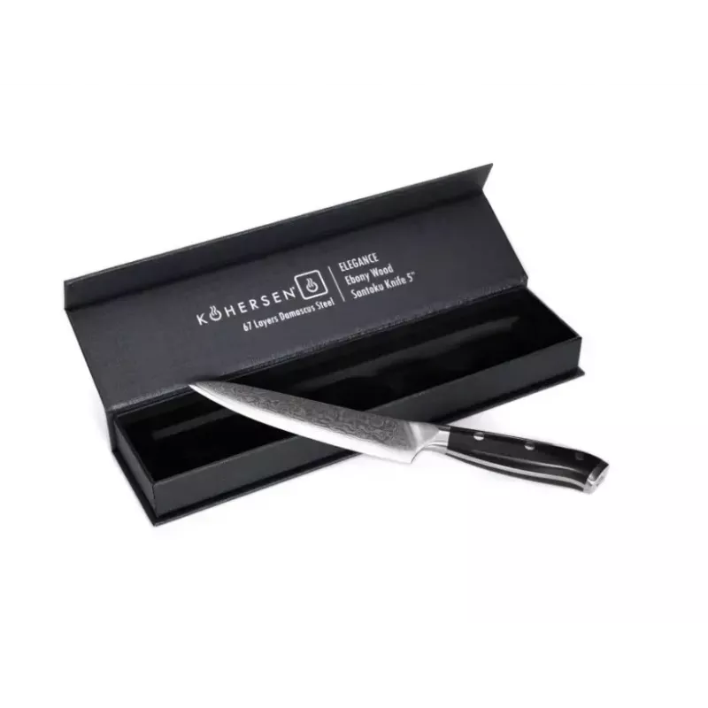 Faca universal KOHERSEN Elegance ébano, lâmina damasco 12,7 cm, comprimento total 243 mm, 127 g