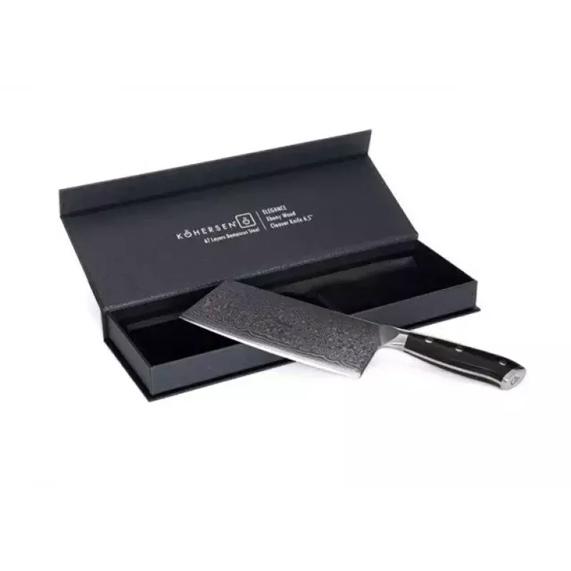 Faca de corte KOHERSEN Elegance ébano aço damasco faca de corte 16,5 cm, 60 HRC, cabo 13 cm, 335 g