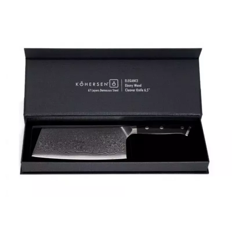 Faca de corte KOHERSEN Elegance ébano aço damasco faca de corte 16,5 cm, 60 HRC, cabo 13 cm, 335 g