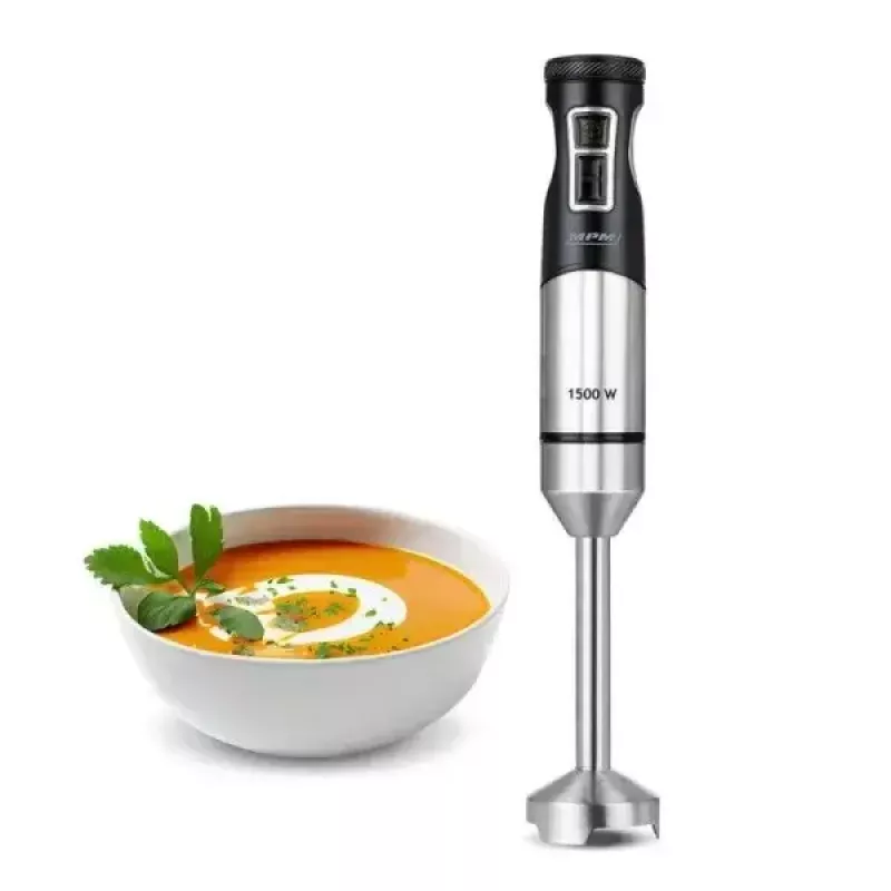 Varinha mágica MPM MBL-33M, 1500 W, 9 velocidades, turbo, lâminas em aço inoxidável, argola de suspensão, 220–240 V