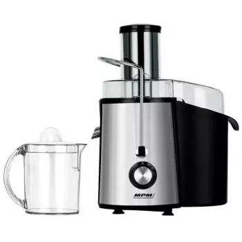 Centrifugadora de sumos MPM MSO-18-M, motor 1000 W, jarro de sumo 1 L, controlo de 2 velocidades, aço inoxidável, preto/prateado