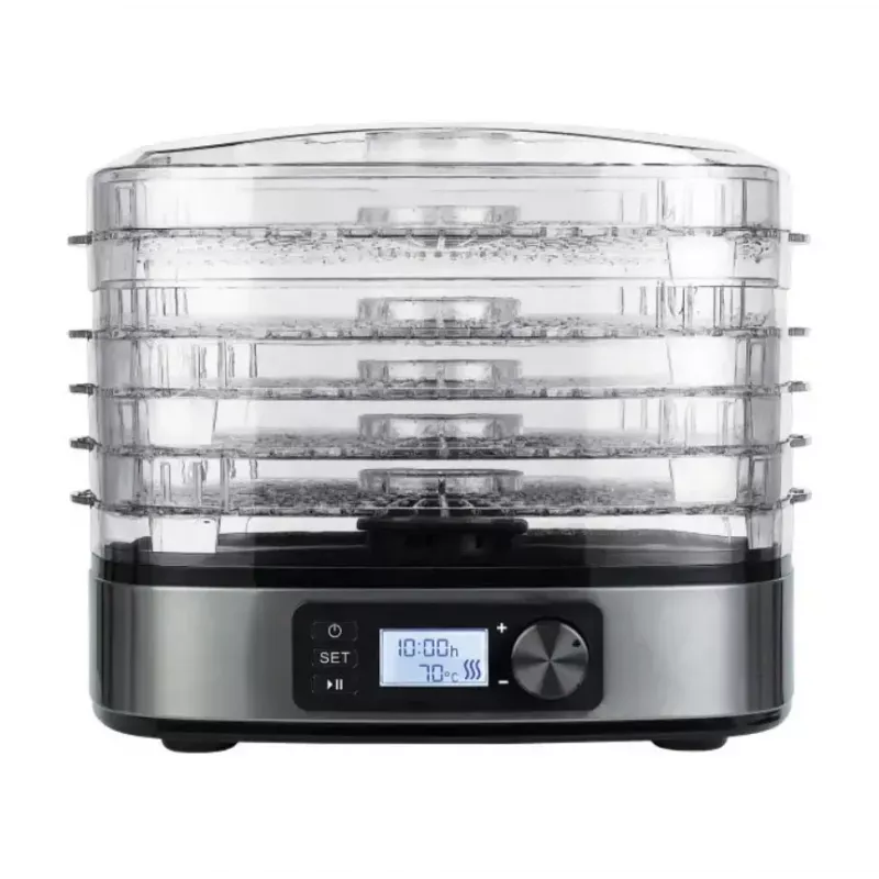 MPM MSG-12 desidratador de alimentos, 5 tabuleiros, 380 W, 35–75 °C, temporizador de 0,5–36 h, caixa em aço inoxidável