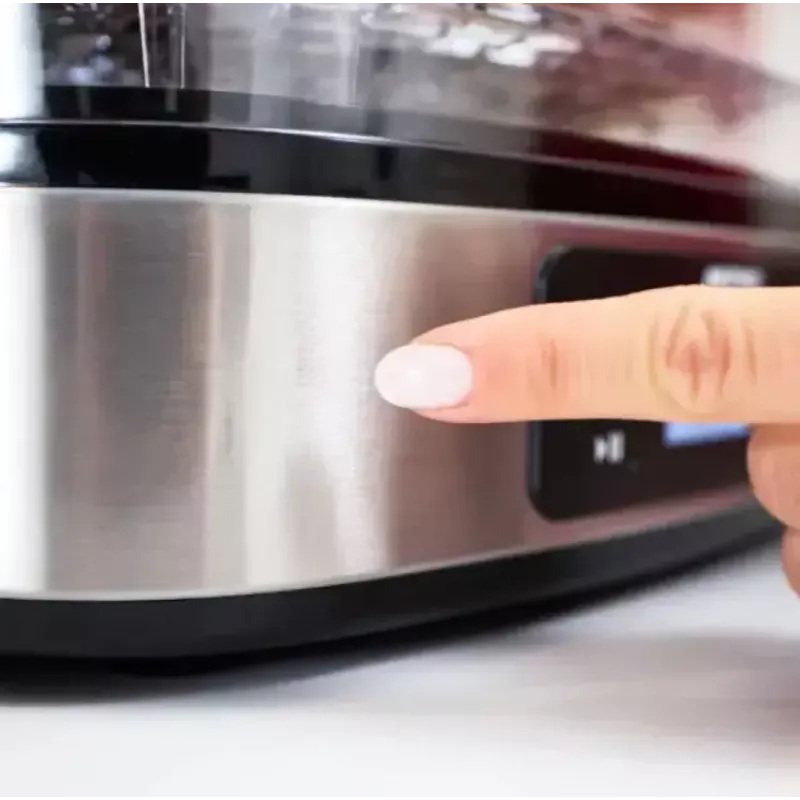 MPM MSG-12 desidratador de alimentos, 5 tabuleiros, 380 W, 35–75 °C, temporizador de 0,5–36 h, caixa em aço inoxidável