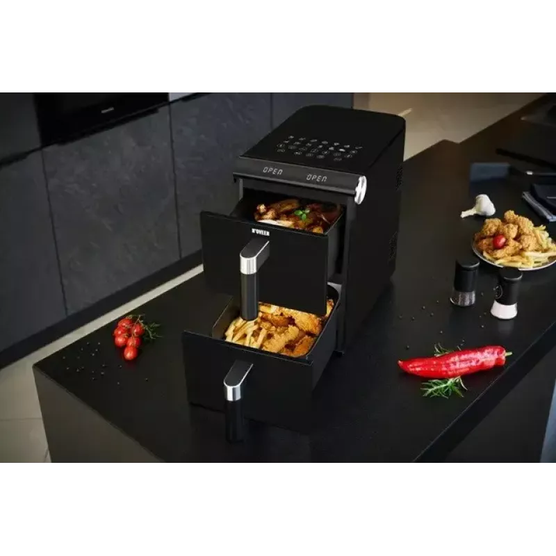 Fritadeira de ar quente elétrica NOVEEN AF5050, capacidade 11 L, 1700 W, 13 programas, 50–200°C, controlo tátil digital
