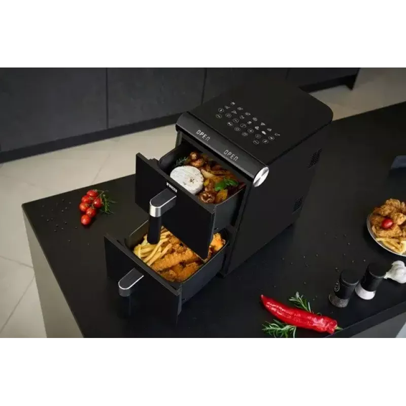 Fritadeira de ar quente elétrica NOVEEN AF5050, capacidade 11 L, 1700 W, 13 programas, 50–200°C, controlo tátil digital