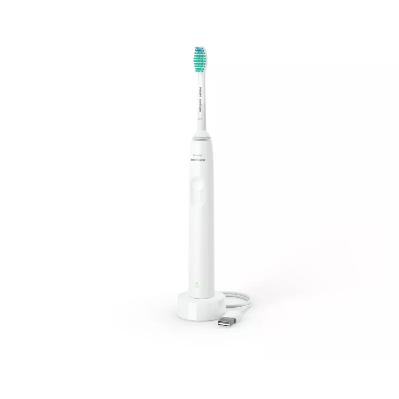 Escova de dentes sónica Philips 2100 Series HX3651/13 – escova de dentes sónica recarregável para adultos, temporizador de 2 minutos, branco, 1 cabeça de escova