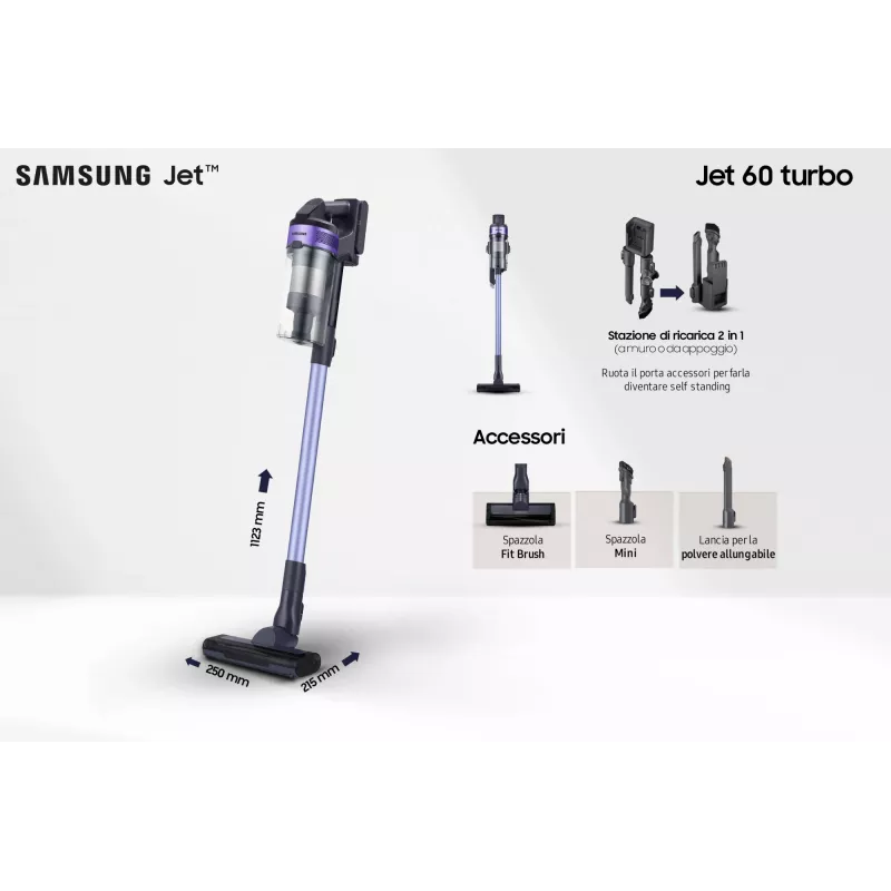 Aspirador vertical Samsung VS15A6031R4 bateria seco sem saco 0,8 L preto