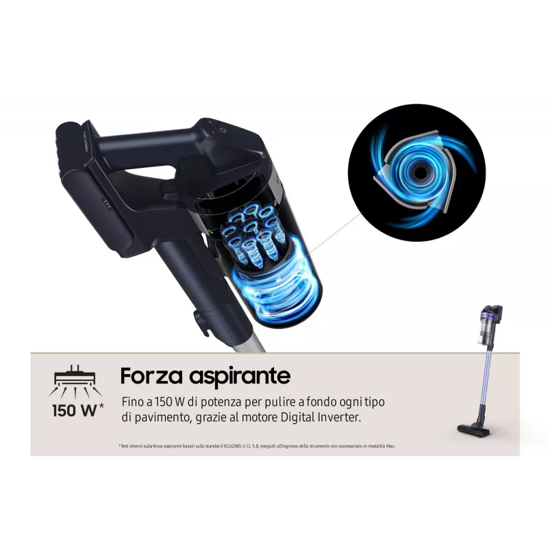 Aspirador vertical Samsung VS15A6031R4 bateria seco sem saco 0,8 L preto