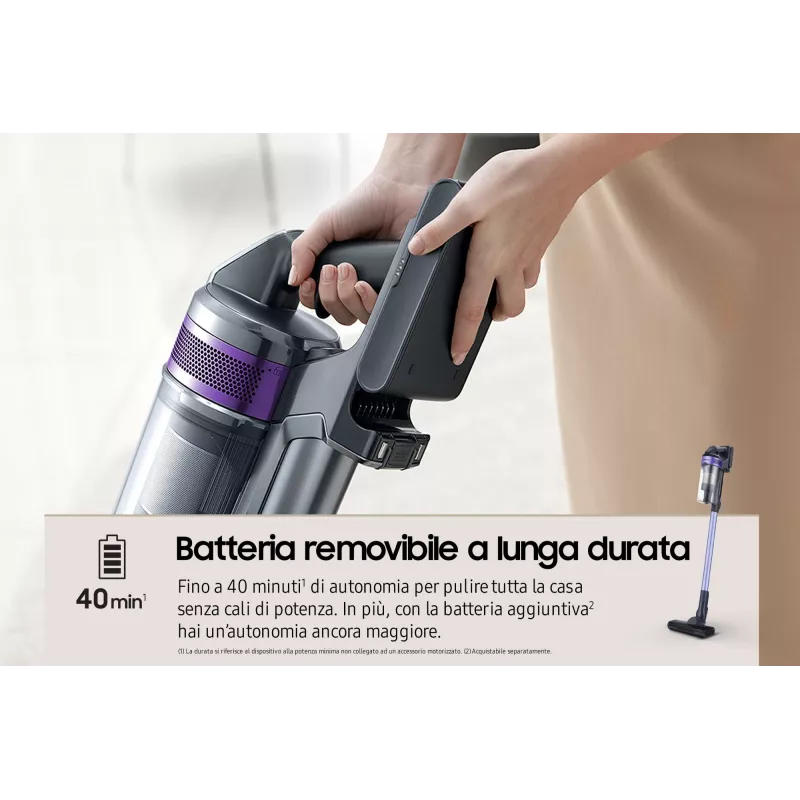 Aspirador vertical Samsung VS15A6031R4 bateria seco sem saco 0,8 L preto