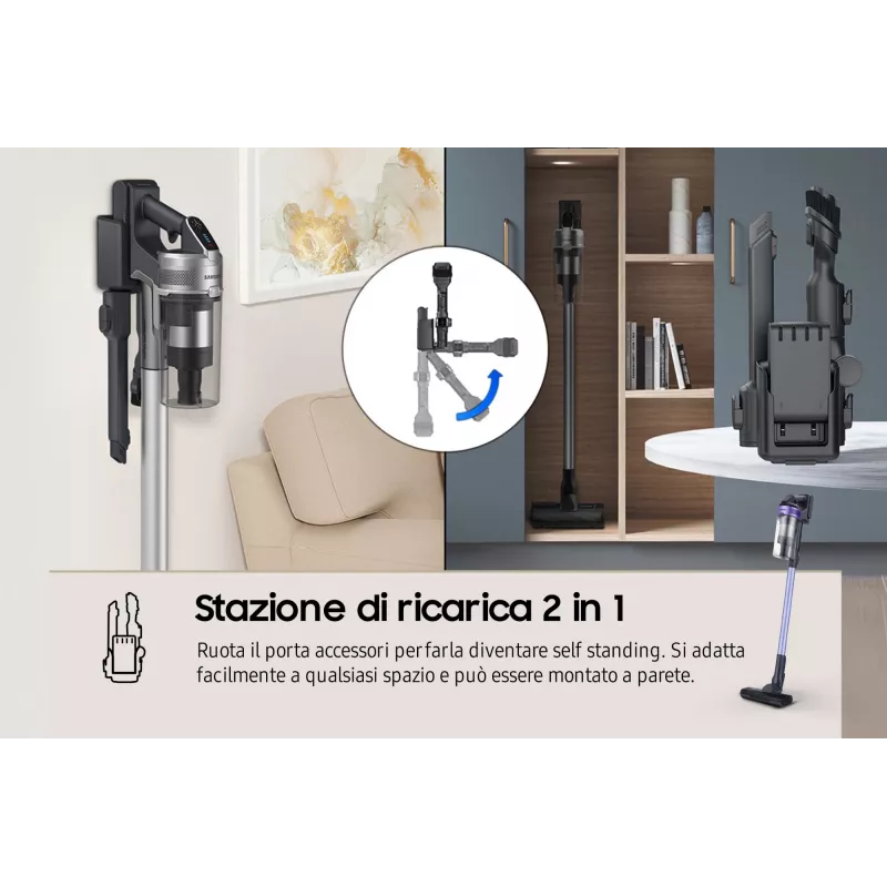 Aspirador vertical Samsung VS15A6031R4 bateria seco sem saco 0,8 L preto