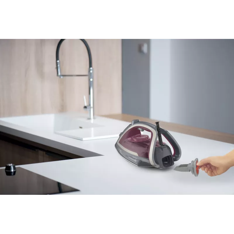 Ferro de engomar a vapor Tefal Ultragliss Anti-Calc Plus FV6840, 2800 W, roxo, prateado