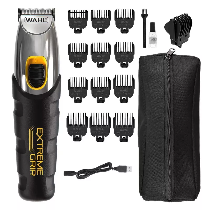 Máquina de cortar cabelo Wahl Extreme Grip AC/bateria, sem fios, Li-Ion, 240 min de autonomia, 12 definições de comprimento, lâmina de aço inoxidável, largura de corte 3 cm, preto