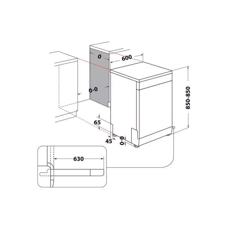 Máquina de lavar loiça de livre instalação WHIRLPOOL W7F HS41 X — 15 serviços, 41 dB, tamanho grande 60 cm