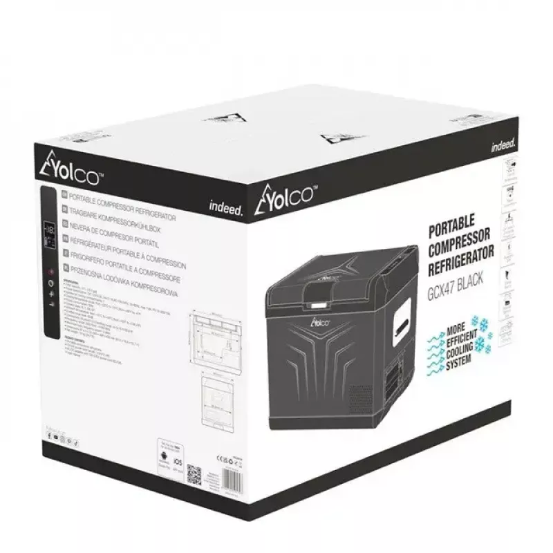 Frigorífico portátil com compressor Yolco GCX47 preto — capacidade 47L, energeticamente eficiente