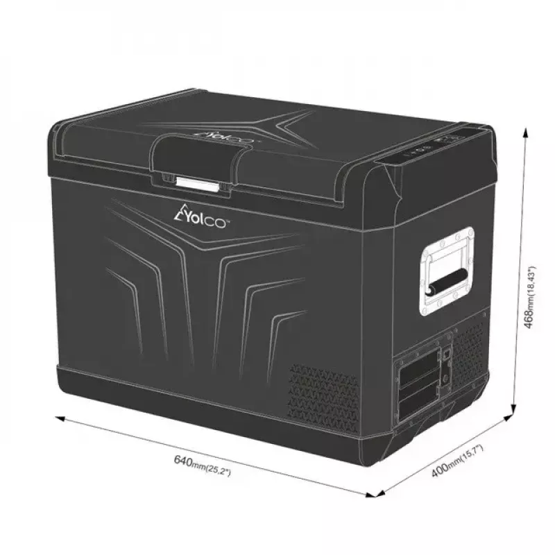 Frigorífico portátil com compressor Yolco GCX47 preto — capacidade 47L, energeticamente eficiente