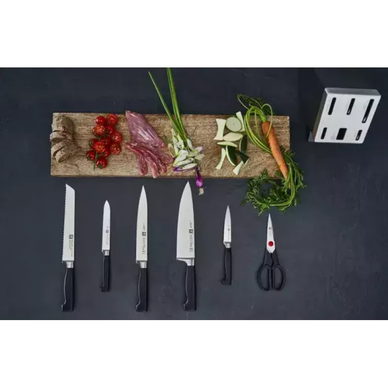 Conjunto de bloco de facas/cutelaria ZWILLING 35148-507-0 — conjunto de 7 peças com faca de chef, faca de pão, faca de descascar, tesoura de cozinha, bloco cinzento