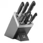 Conjunto de bloco de facas/cutelaria ZWILLING 35148-507-0 — conjunto de 7 peças com faca de chef, faca de pão, faca de descascar, tesoura de cozinha, bloco cinzento