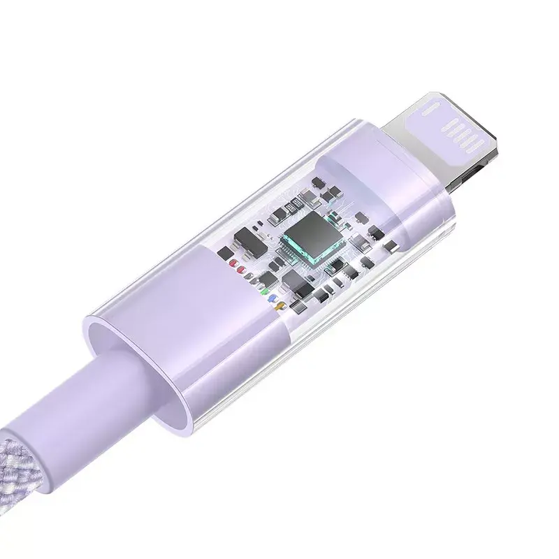 Cabo de carregamento USB Baseus Gem P10373003511-01 — 2 m, 2,4 A, USB-A para Lightning, violeta