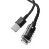 Cabo de carregamento USB Baseus Gem P10373003111-00, 1 m, 2,4 A, revestimento em nylon, Lightning, USB-A, preto