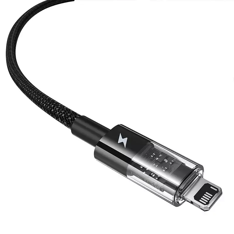 Cabo de carregamento USB Baseus Gem P10373003111-00, 1 m, 2,4 A, revestimento em nylon, Lightning, USB-A, preto