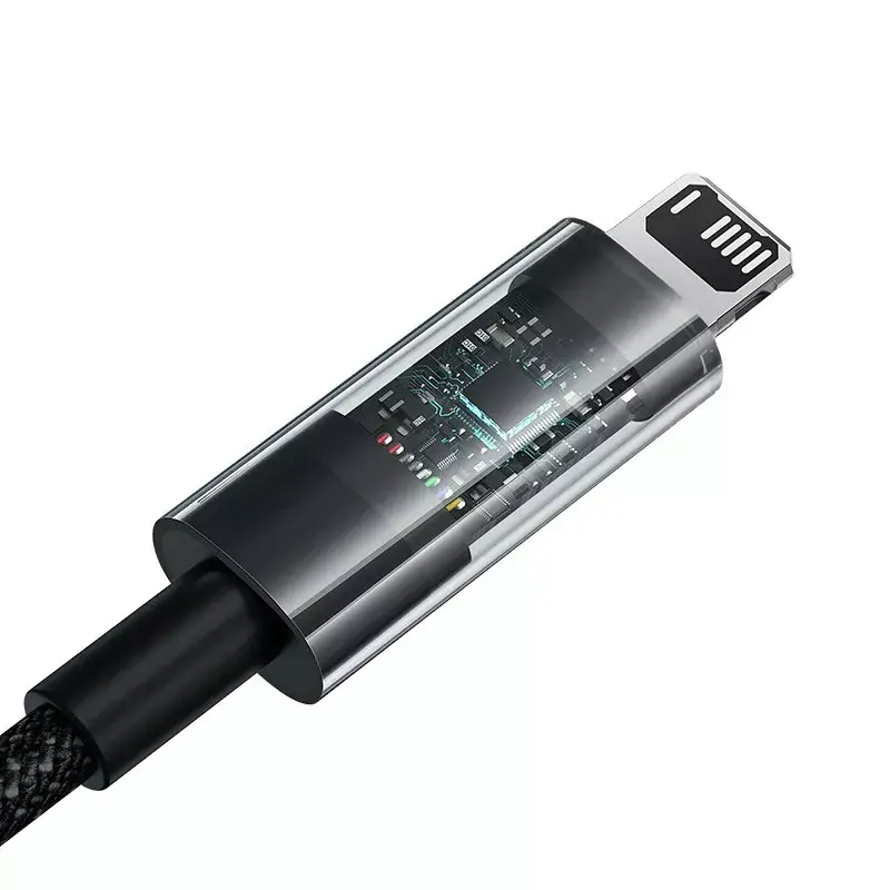 Cabo de carregamento USB Baseus Gem P10373003111-00, 1 m, 2,4 A, revestimento em nylon, Lightning, USB-A, preto