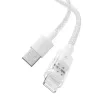 Cabo de carregamento USB Baseus Gem P10373003211-00, 1 m, 2,4 A, Lightning/USB-A, branco, revestimento em nylon