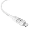 Cabo de carregamento USB Baseus Gem P10373003211-00, 1 m, 2,4 A, Lightning/USB-A, branco, revestimento em nylon