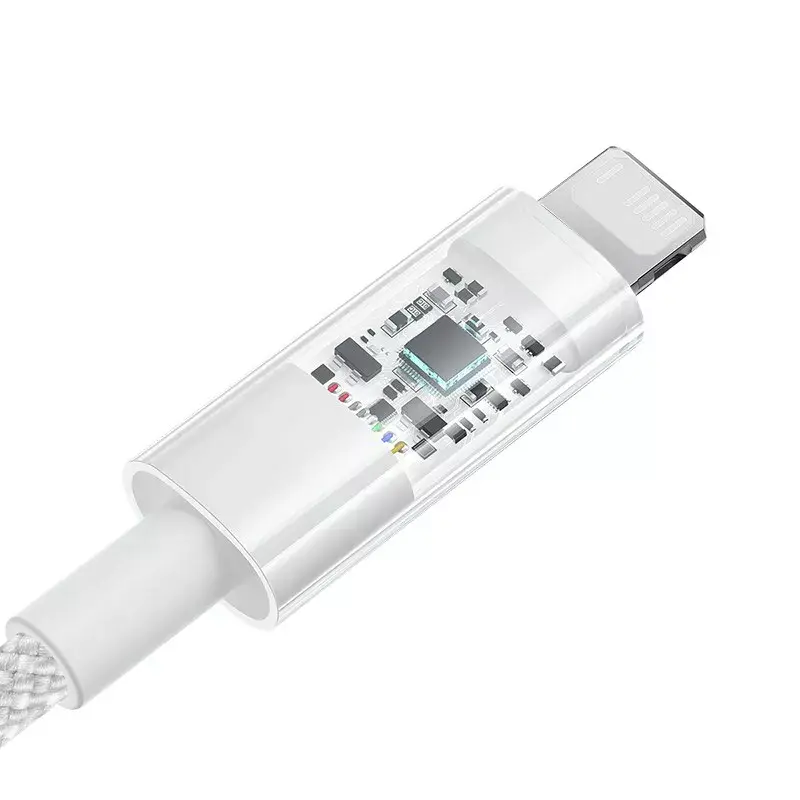 Cabo de carregamento USB Baseus Gem P10373003211-00, 1 m, 2,4 A, Lightning/USB-A, branco, revestimento em nylon