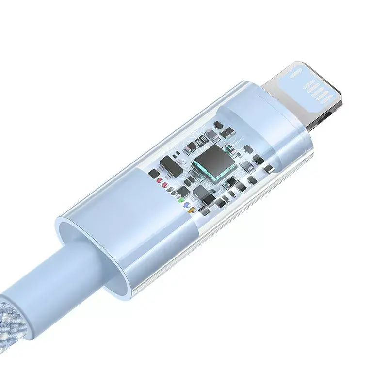 Cabo USB Baseus Gem P10373003311-00 — 1 m, carregamento rápido 2,4 A, Lightning/USB-A, azul, revestimento em nylon