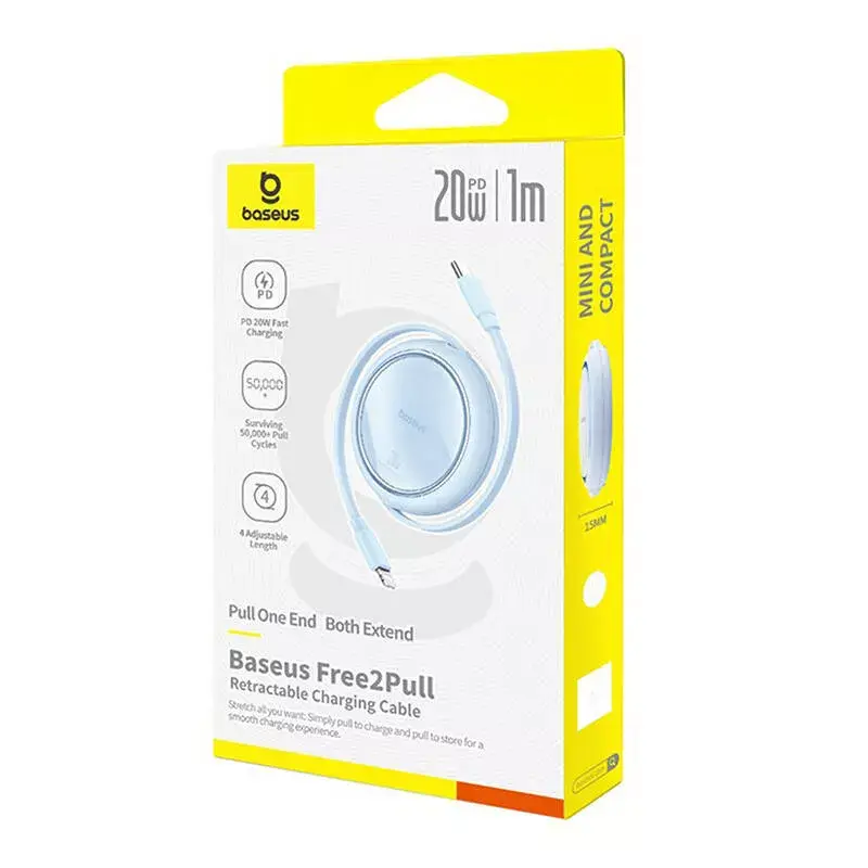 Cabo USB-C para Lightning Baseus Free2Pull 20 W, 1 m, azul, 480 Mbit/s, USB PD