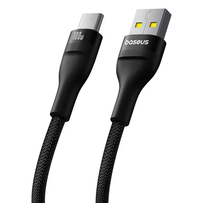 Cabo USB-A para USB-C Baseus Flash 2 1m 100W Preto, USB PD, 480 Mbit/s, nylon