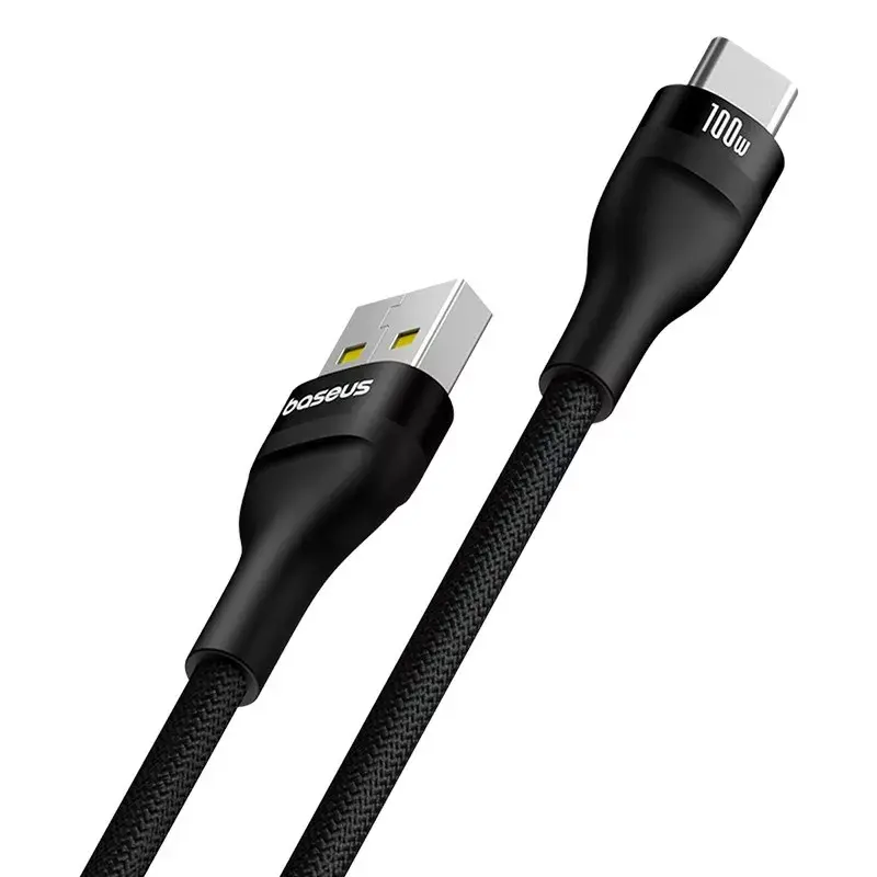 Cabo USB-A para USB-C Baseus Flash 2 1m 100W Preto, USB PD, 480 Mbit/s, nylon