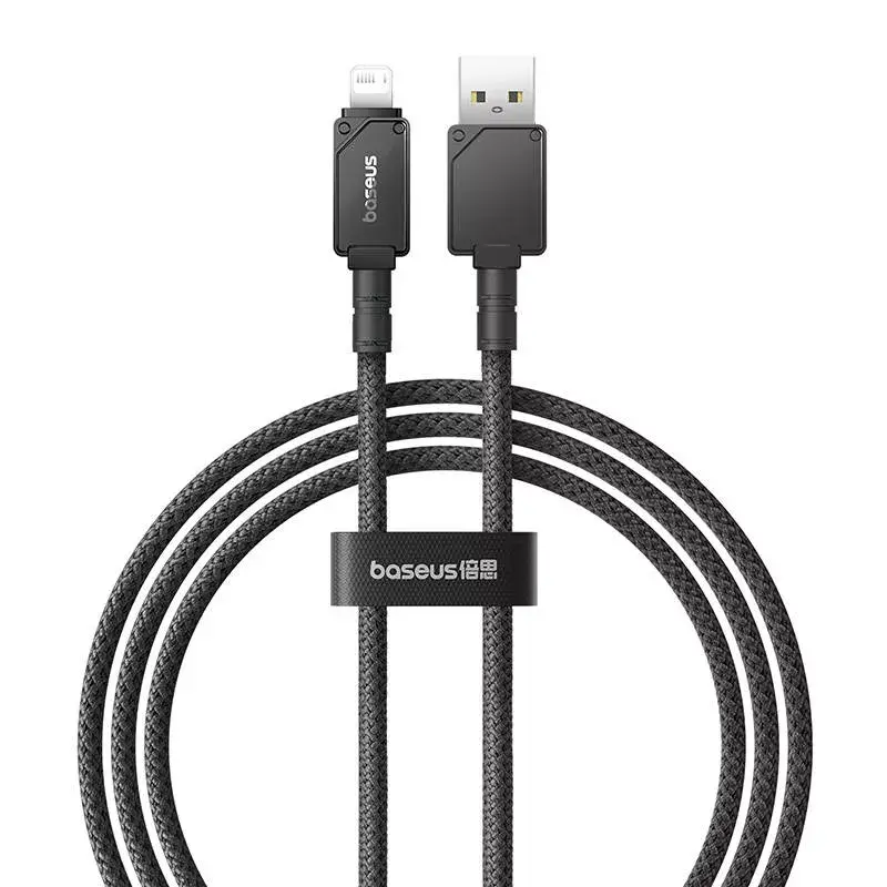 Cabo USB-A para Lightning Baseus P10355802111-00 — 1 m, 5V/2.4A, USB PD, fibra aramida, Preto