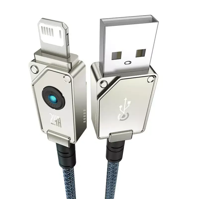 Cabo USB-A para Lightning Baseus 1 m 5 V 2,4 A branco, USB PD, 480 Mbit/s