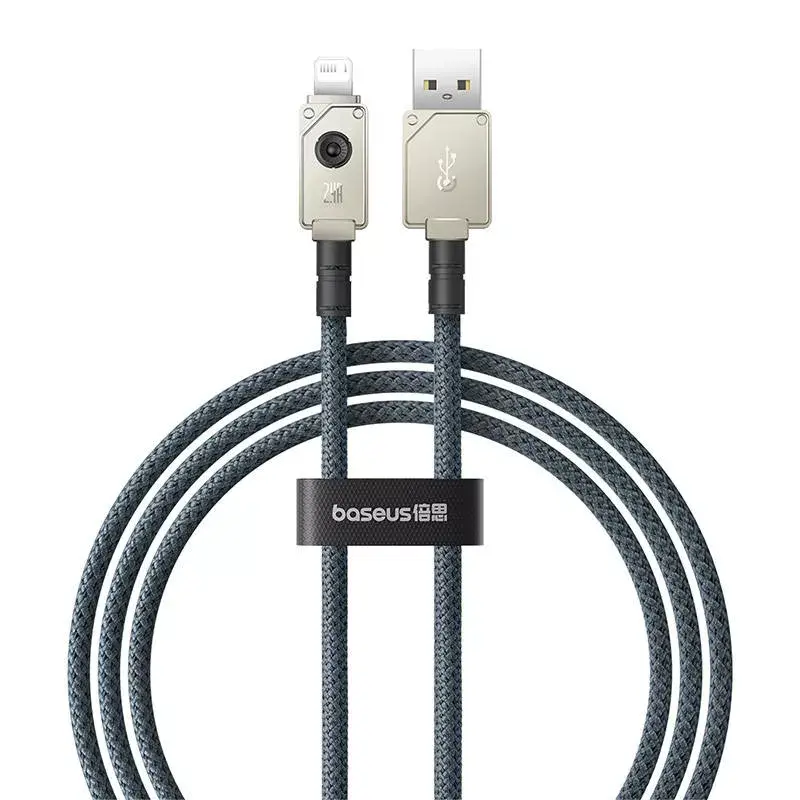 Cabo USB-A para Lightning Baseus 1 m 5 V 2,4 A branco, USB PD, 480 Mbit/s