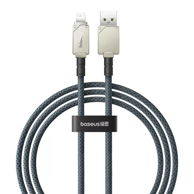 Cabo USB-A para Lightning Baseus 1 m 5 V 2,4 A branco, USB PD, 480 Mbit/s