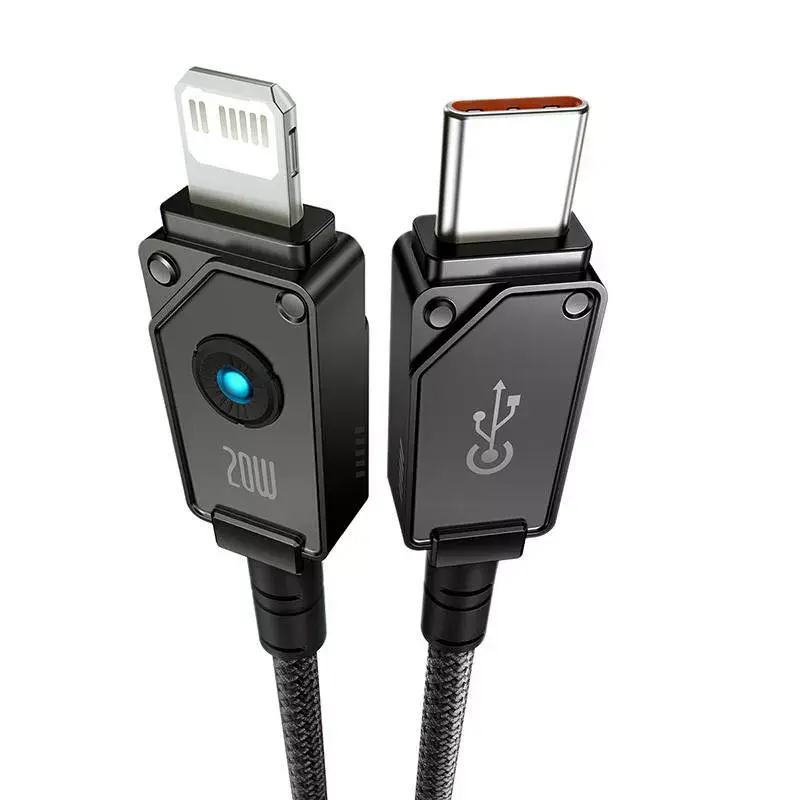 Cabo USB-C para Lightning Baseus Unbreakable 1m 20W – fibra aramida, 480 Mbit/s, Preto