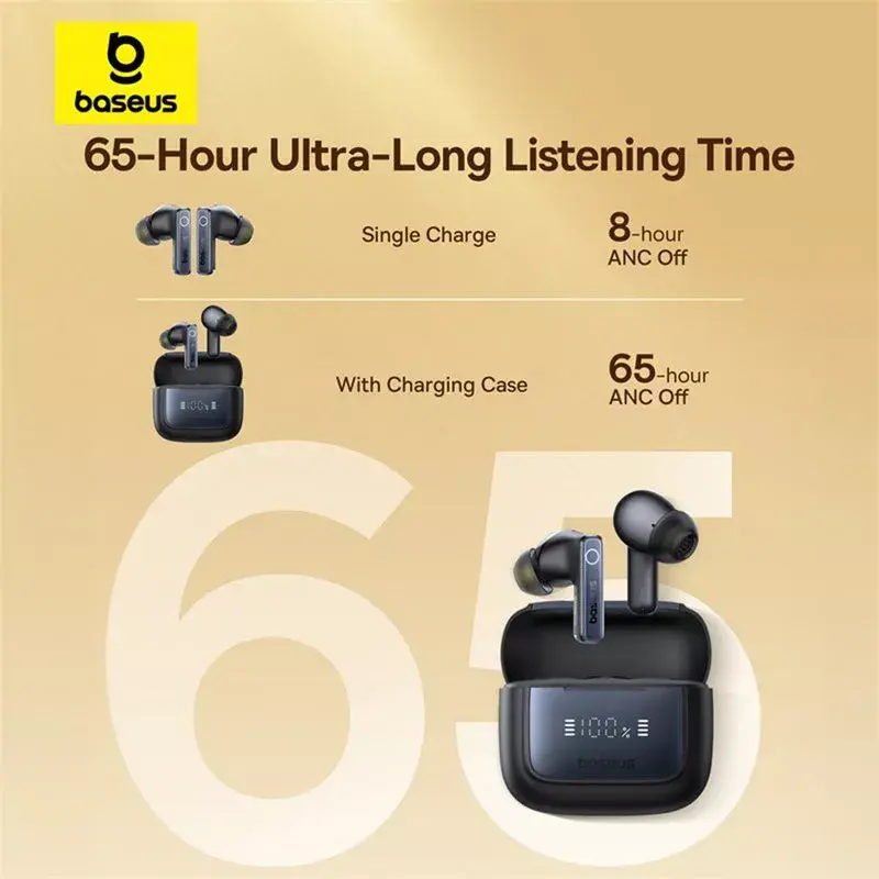 Baseus Bowie 35 A00073800123-00 auriculares intra-auriculares totalmente sem fios, ANC, Bluetooth, pretos