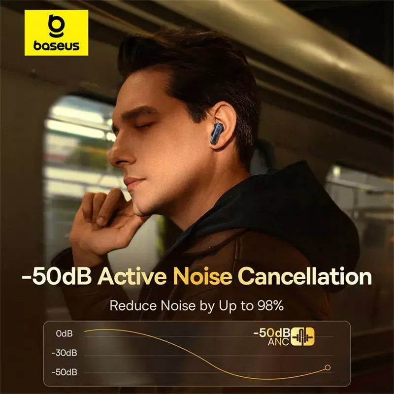 Baseus Bowie 35 A00073800123-00 auriculares intra-auriculares totalmente sem fios, ANC, Bluetooth, pretos