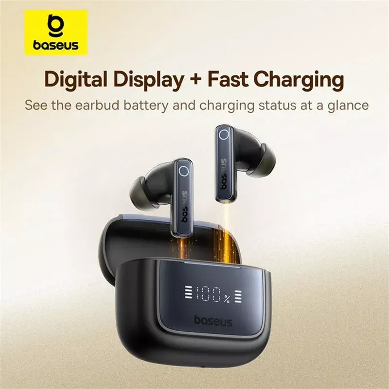 Baseus Bowie 35 A00073800123-00 auriculares intra-auriculares totalmente sem fios, ANC, Bluetooth, pretos