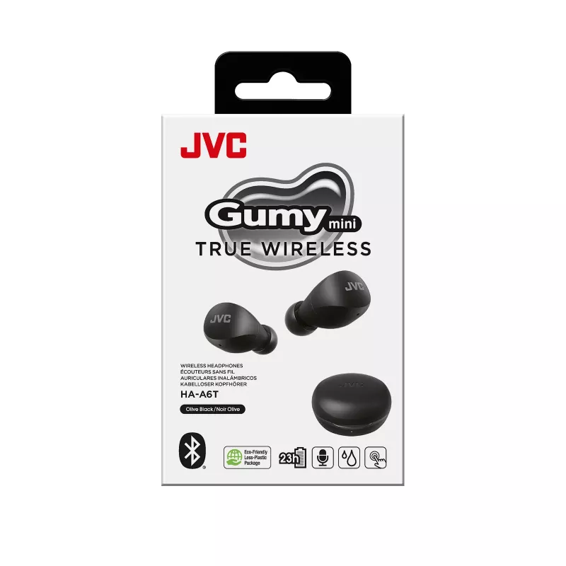 JVC Gumy Mini TWS preto, True Wireless Stereo (TWS), 20 - 20000 Hz, chamadas/música, 7,6 g, headset, preto