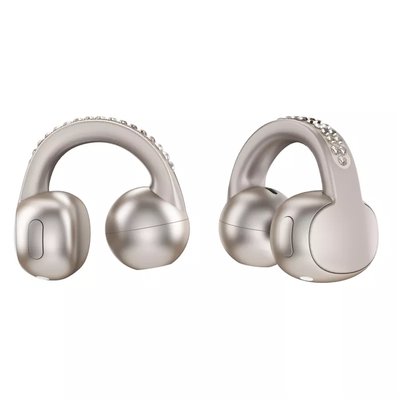 Headset Motorola Moto Buds Loop Bluetooth Ear-Clip-On binaural, Dolby Atmos, Bluetooth 5.0, ANC, 8 h de reprodução, estojo de carregamento 520 mAh, bege