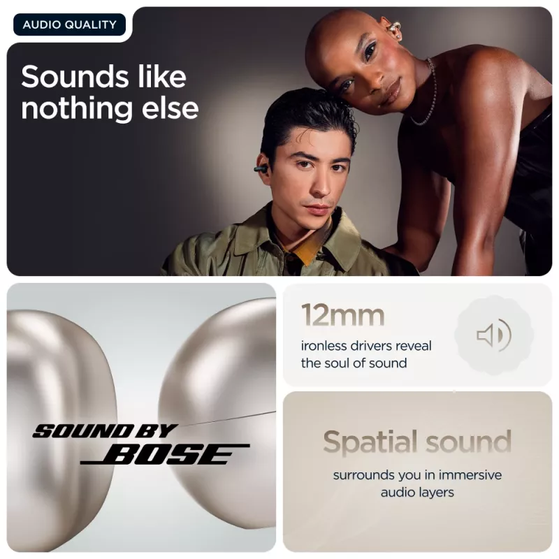 Headset Motorola Moto Buds Loop Bluetooth Ear-Clip-On binaural, Dolby Atmos, Bluetooth 5.0, ANC, 8 h de reprodução, estojo de carregamento 520 mAh, bege