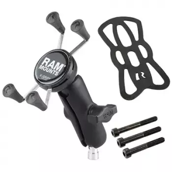 Suporte para telemóvel RAM Mounts X-Grip com fixação ao guiador de motociclo preto