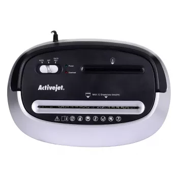 Activejet ASH-1201D destruidora de papel, P-3, 12 folhas, 25 l, fragmentos de 5x38 mm, preto/prateado