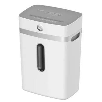 Destruidora de documentos HP OneShred 12CC corte em partículas P-4 capacidade 12 folhas largura 22 cm cesto 23 L 4×35 mm 65 dB branco